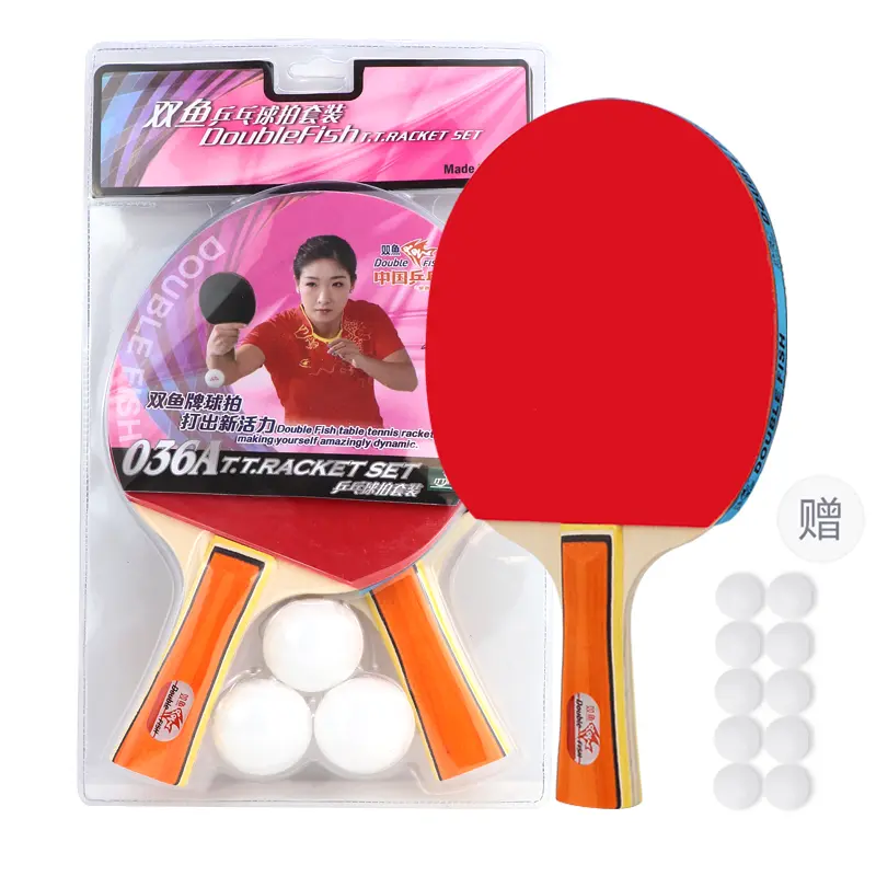 

Набор ракеток для настольного тенниса DOUBLEFISH All Wood DOUBLE FISH, 2 pcs[beginner entertainment]long handle shakehand grip+injection molded packaging+13 balls