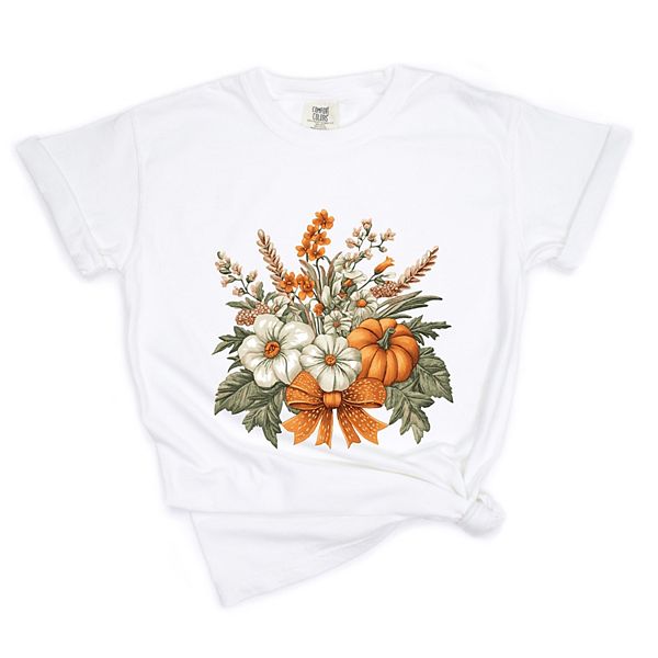 

Футболка с принтом Coquette orange bow fall floral Simply Sage Market, White