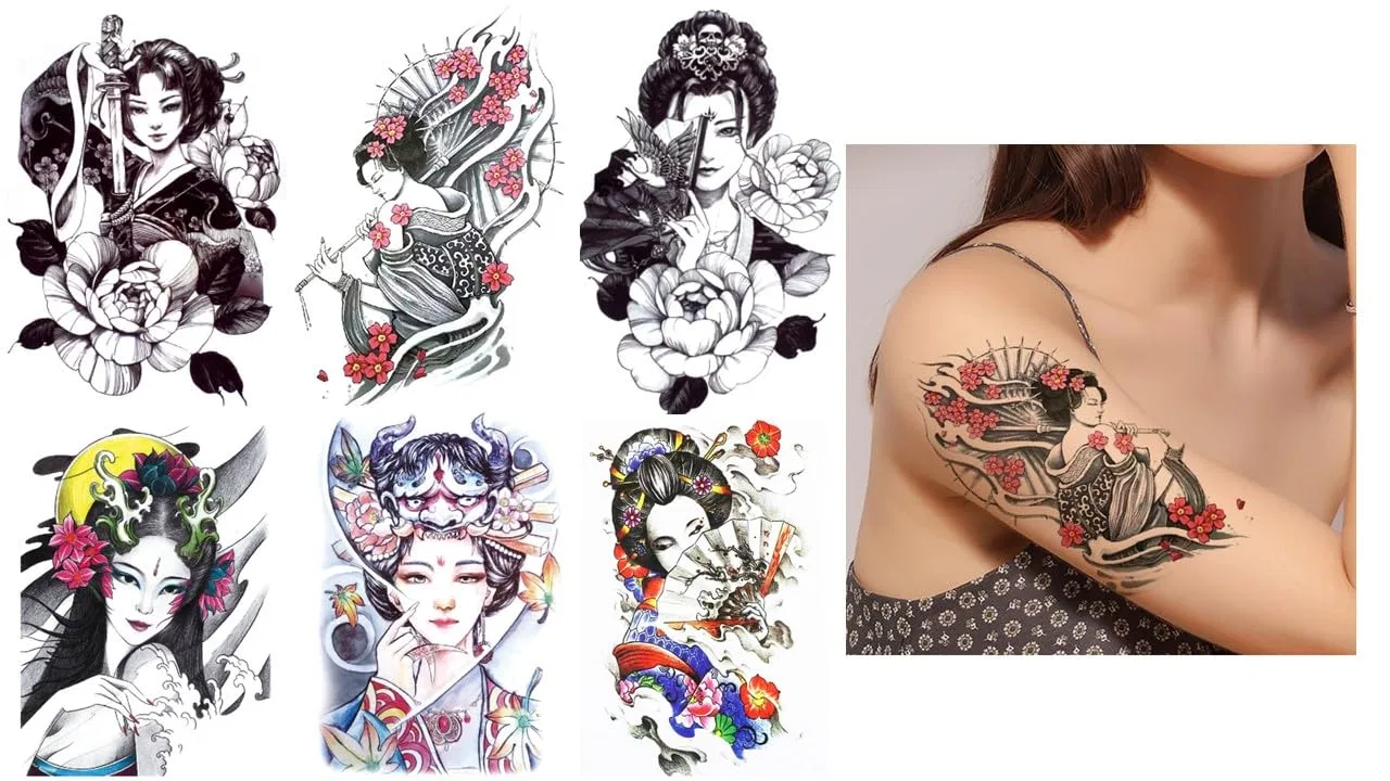 Временные татуировки «Гейша» (6 листов) Beyondtattoos
