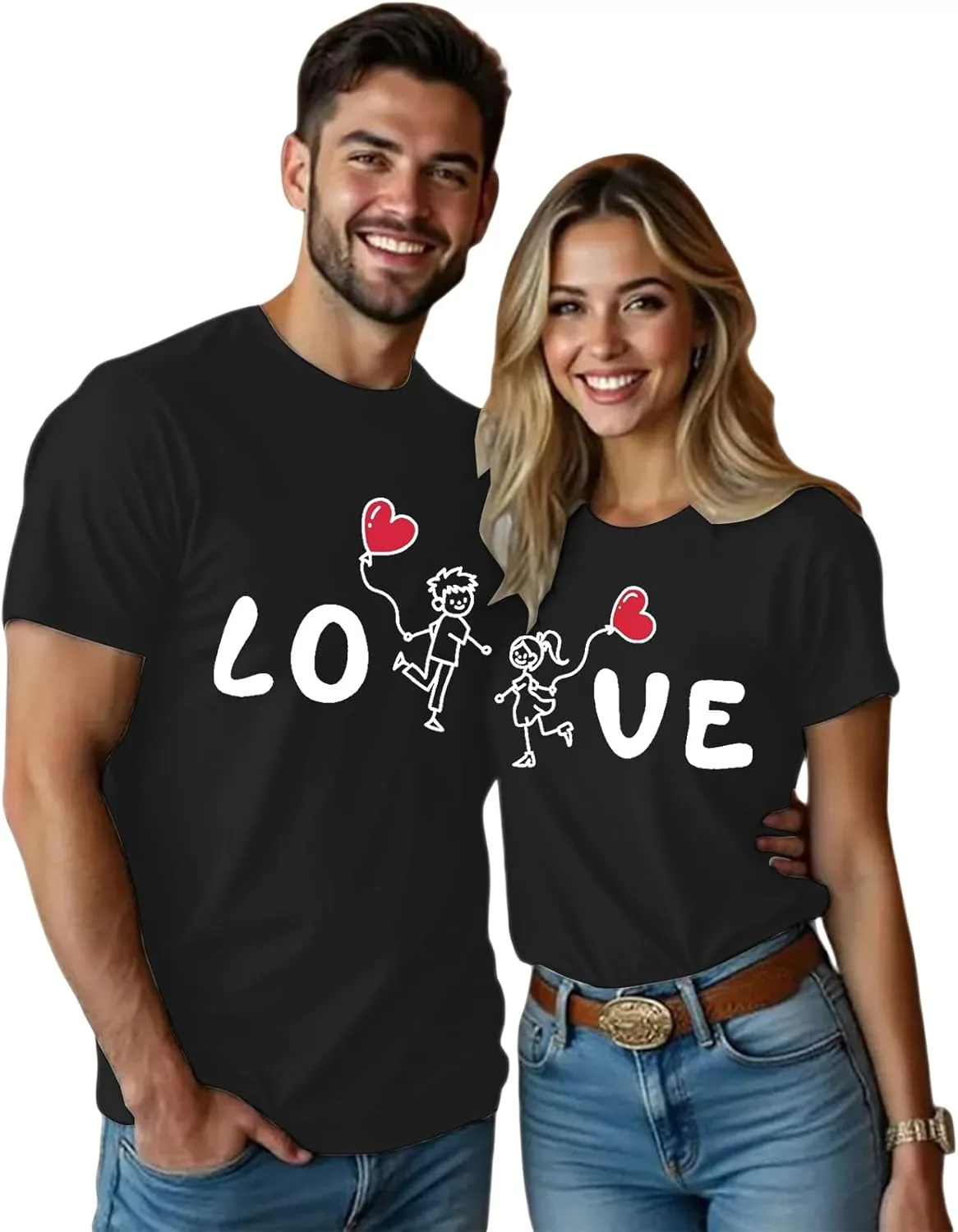 Generic Футболка Valentine's Matching Couples с коротким рукавом и принтом в виде сердца