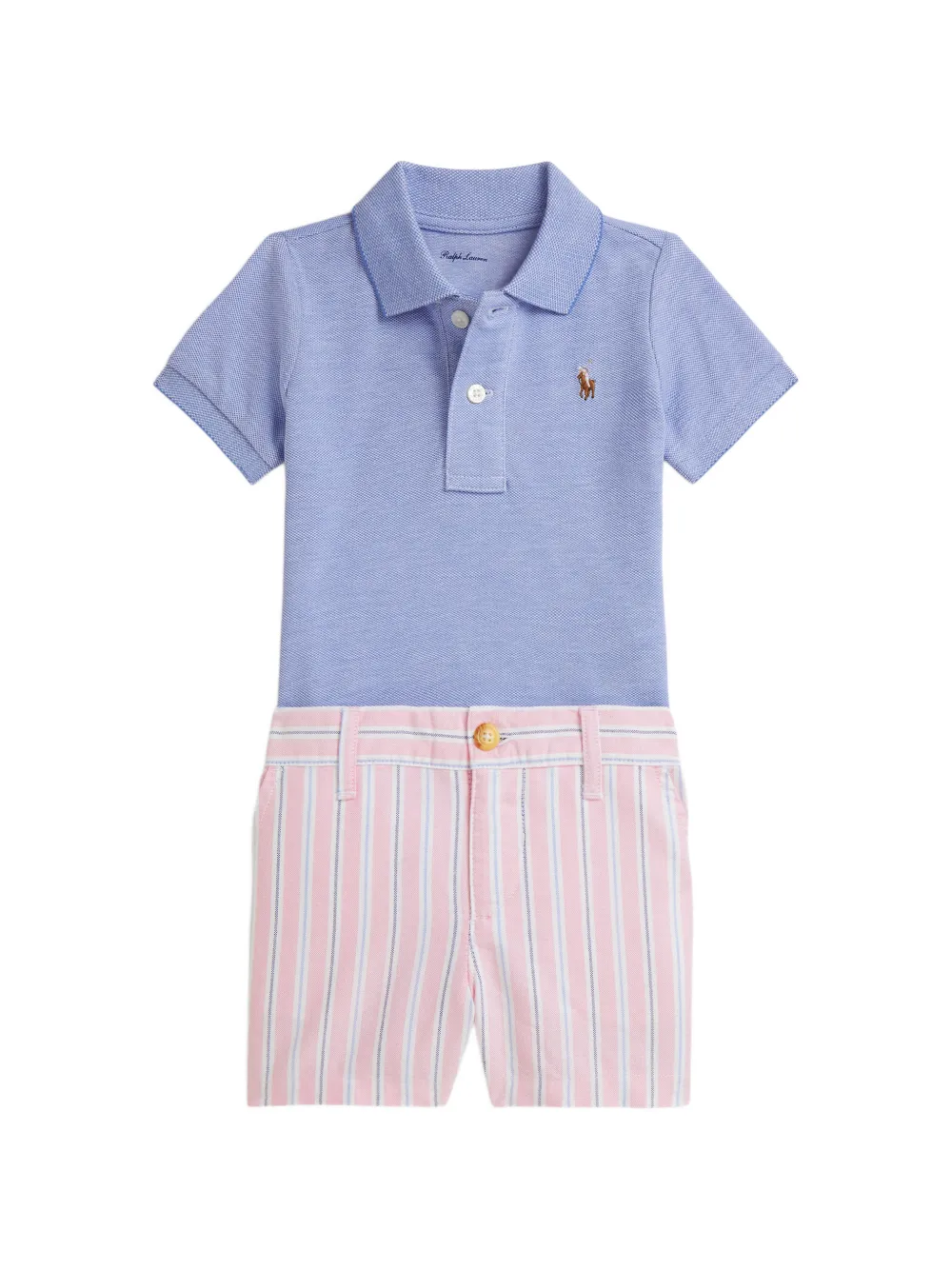

Комплект из топа и шортов в полоску Polo Ralph Lauren Kids, синий
