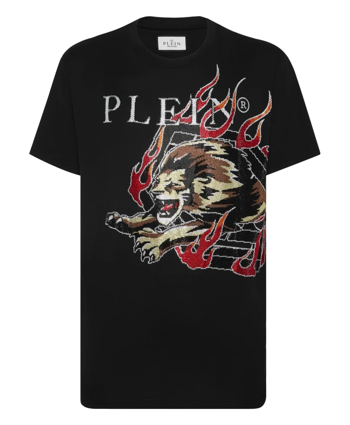 

Футболка с круглым вырезом, львиный цирк Philipp Plein, черный