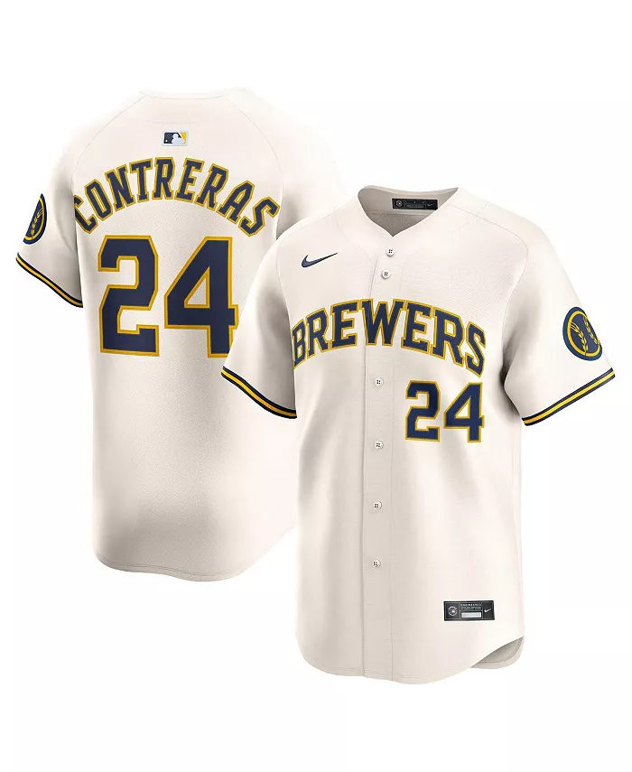 

Мужская лимитированная игровая футболка William Contreras в кремовом цвете Milwaukee Brewers Alternate Nike