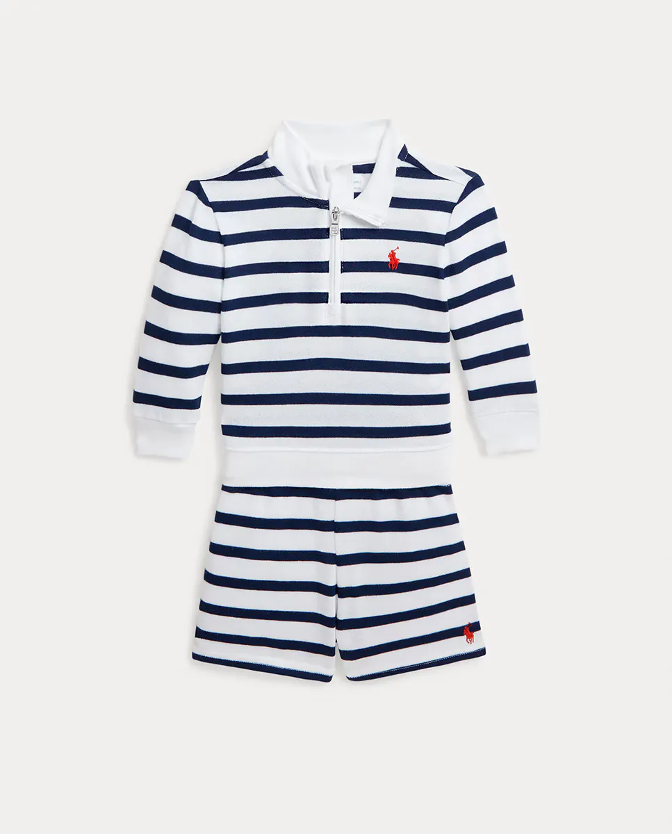 

Хлопковый комплект в полоску для мальчика Polo Ralph Lauren, темно-синий