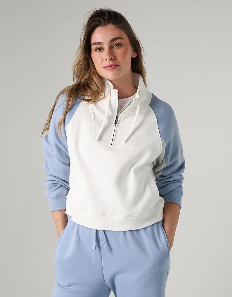 

Толстовка с капюшоном на молнии цвета слоновой кости French Connection из хлопковой смеси с цветными вставками