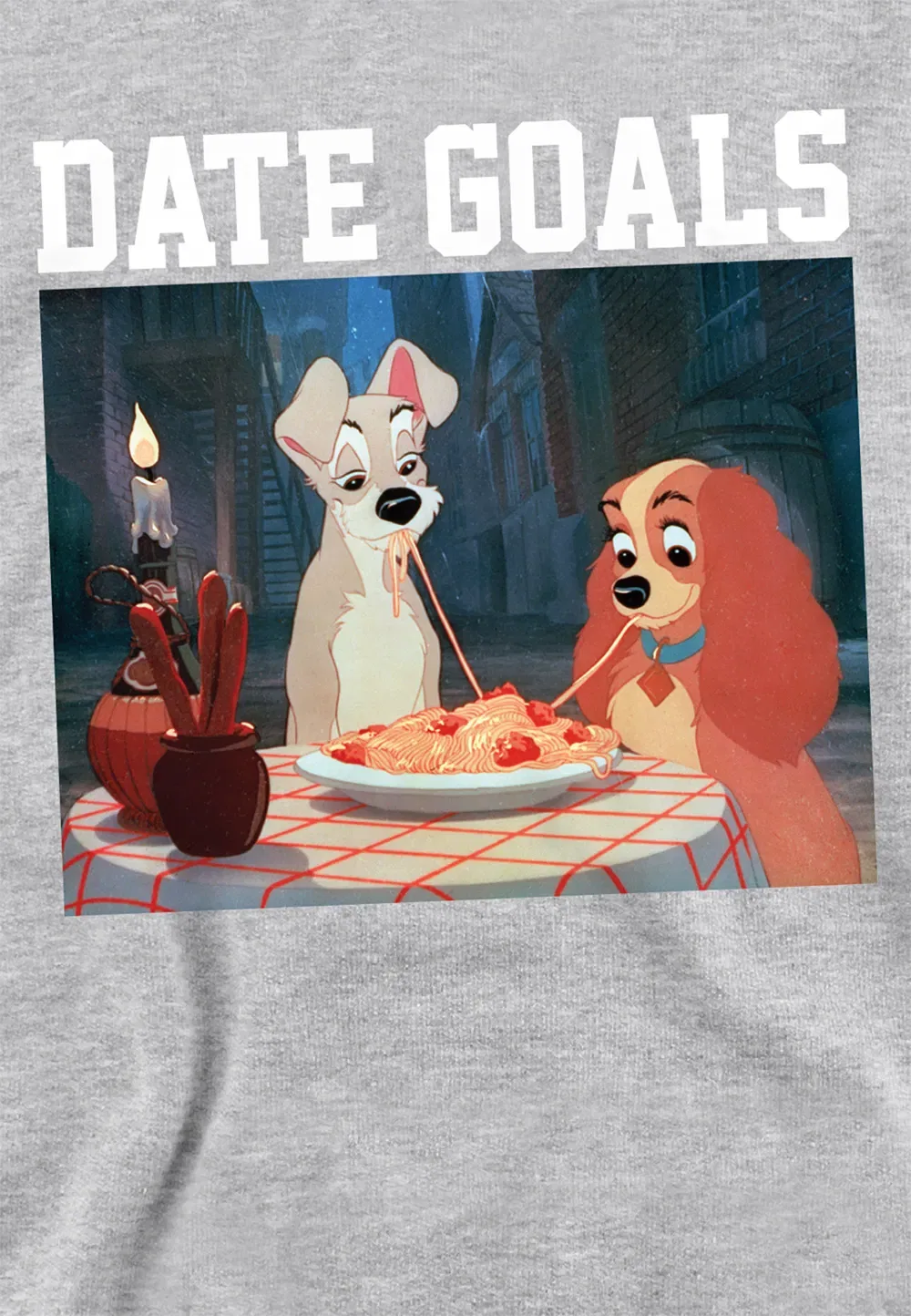 Худи детское унисекс с принтом Lady and the Tramp Disney, серый — фото 2