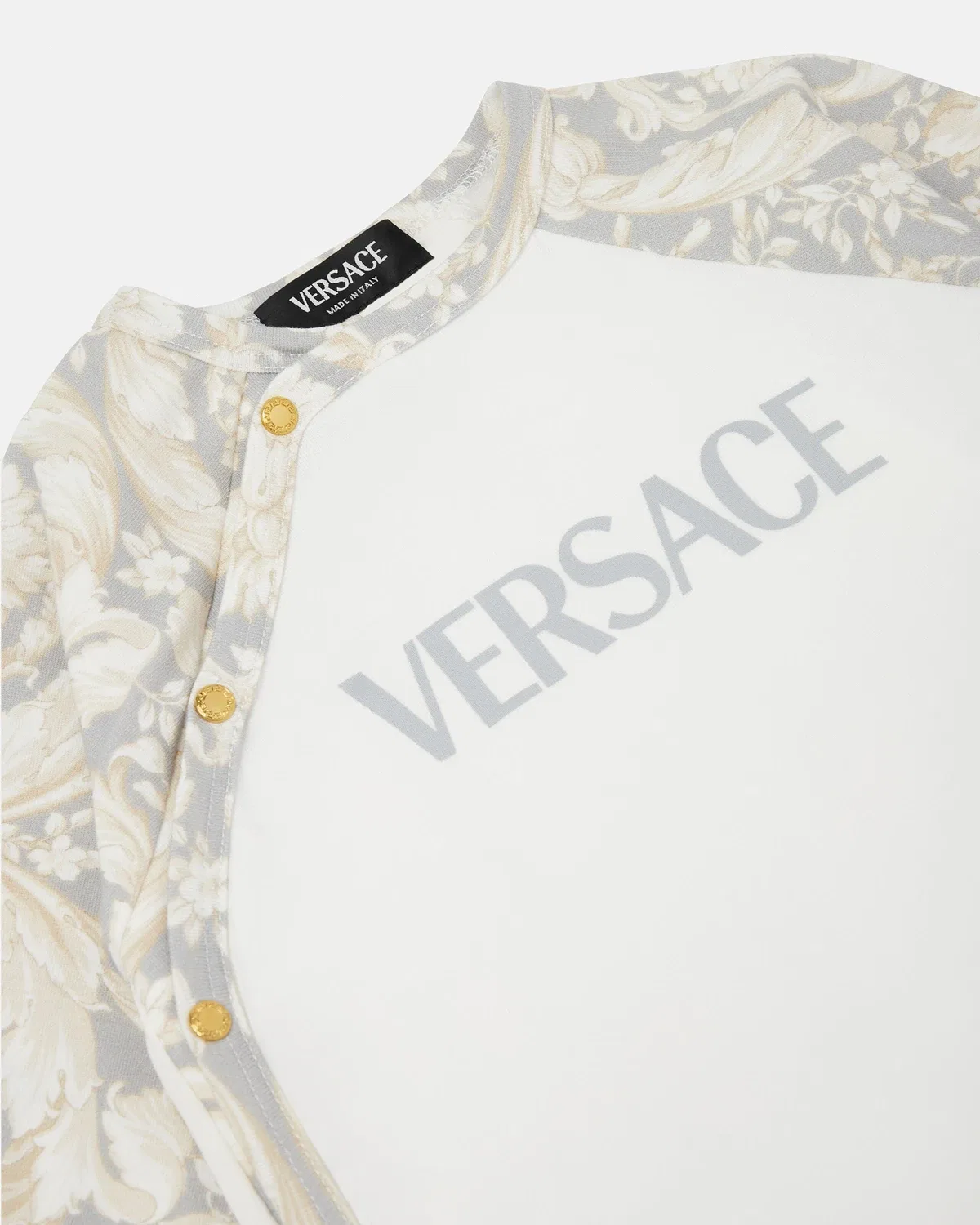 Детский комбинезон из хлопкового джерси с принтом VERSACE, серый — фото 4