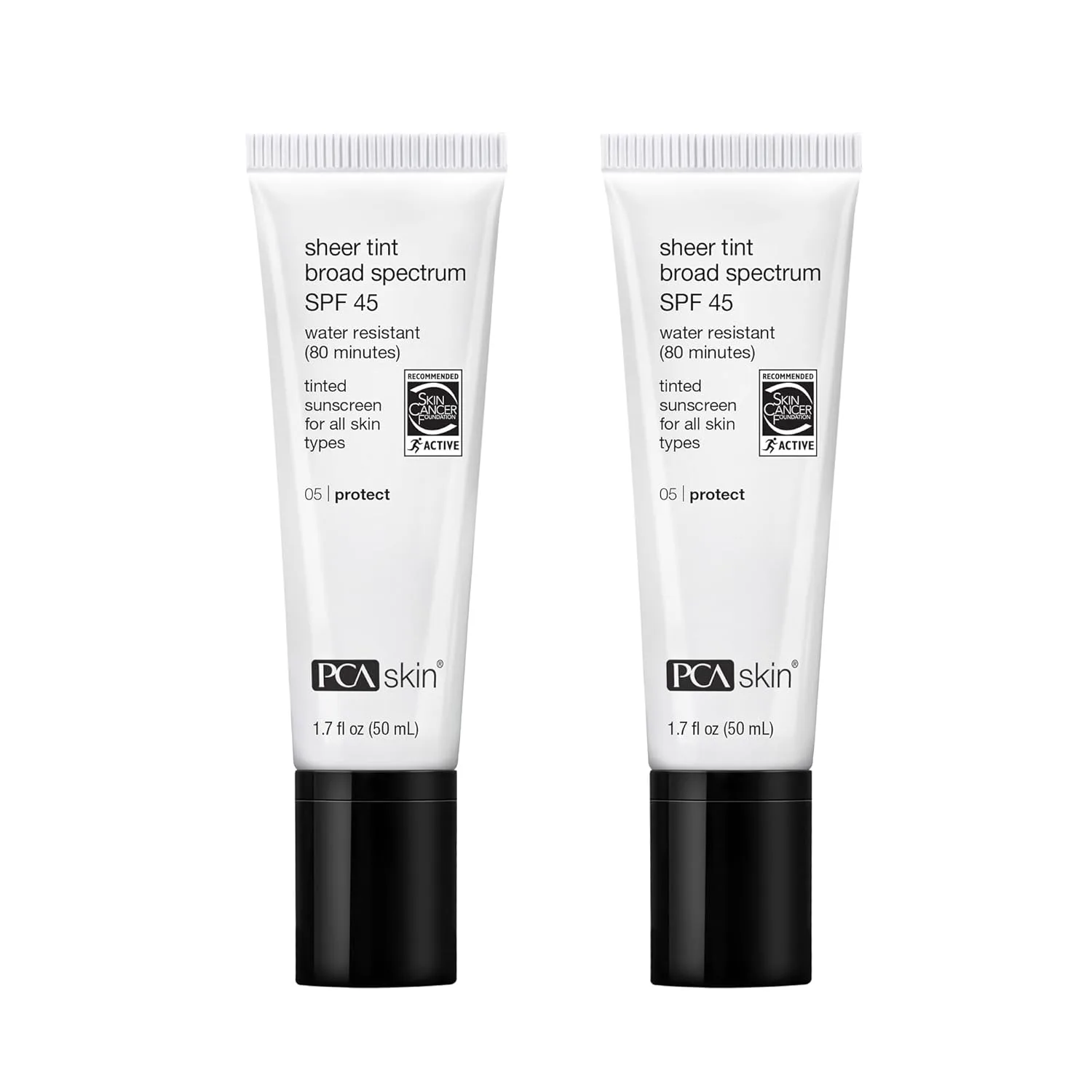 PCA SKIN Sheer Tint Broad Spectrum SPF 45 - Универсальный тонирующий водостойкий увлажняющий солнцезащитный крем для использования как самостоятельно, так и под тональный крем и макияж (43 мл)