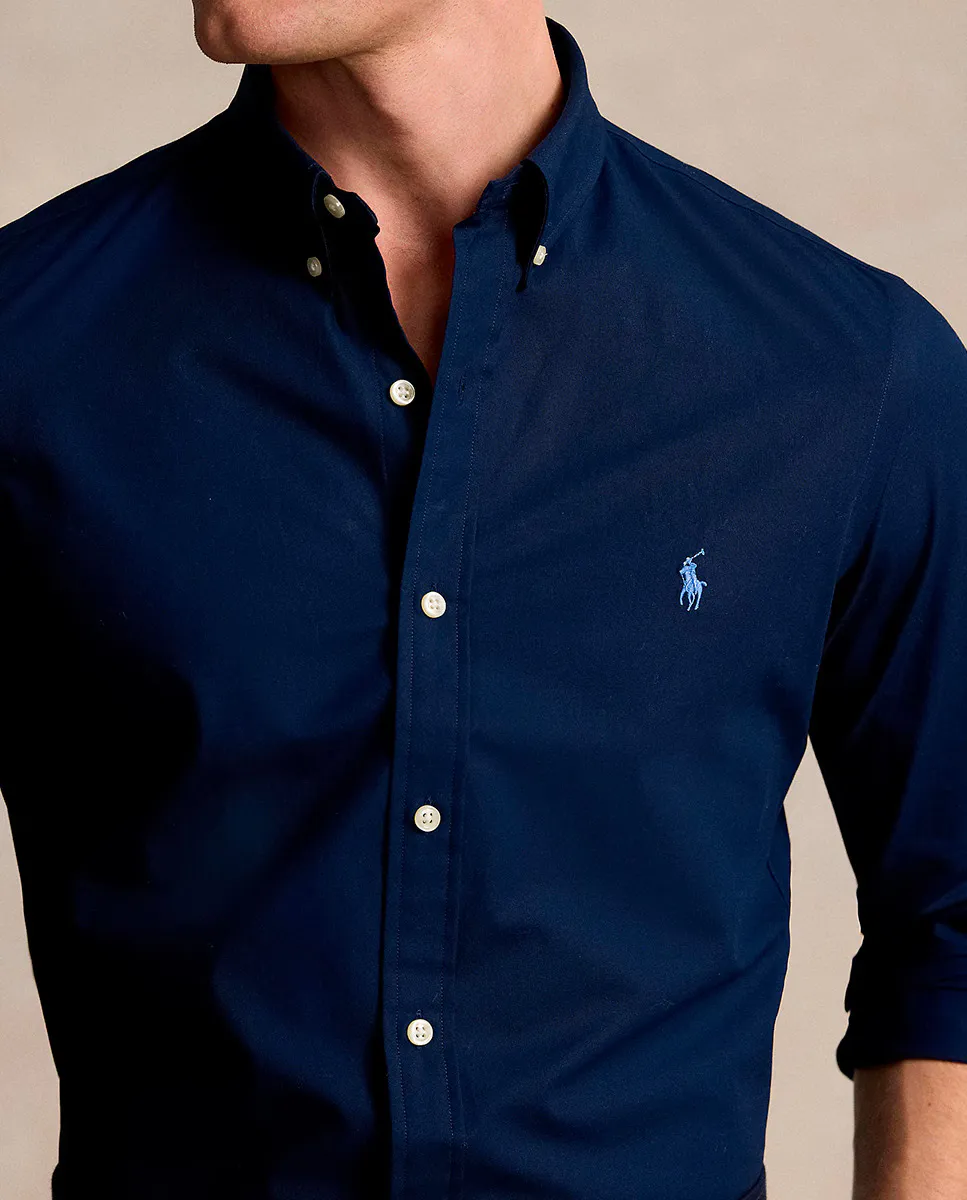 Мужская рубашка из поплина приталенного кроя Polo Ralph Lauren, темно-синий — фото 3