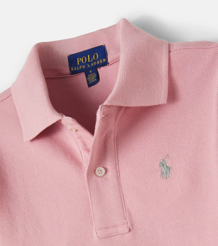 Комплект из хлопковой рубашки-поло и юбки пике Polo Ralph Lauren Kids, розовый — фото 4
