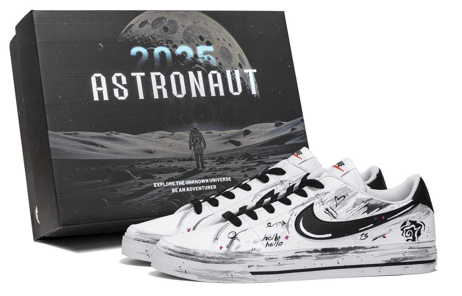 

Мужские низкие скейтборд-кроссовки Court Legacy Great Journey West, Eternal Night, Special Shoe Box, устойчивые к истиранию Nike, айвори