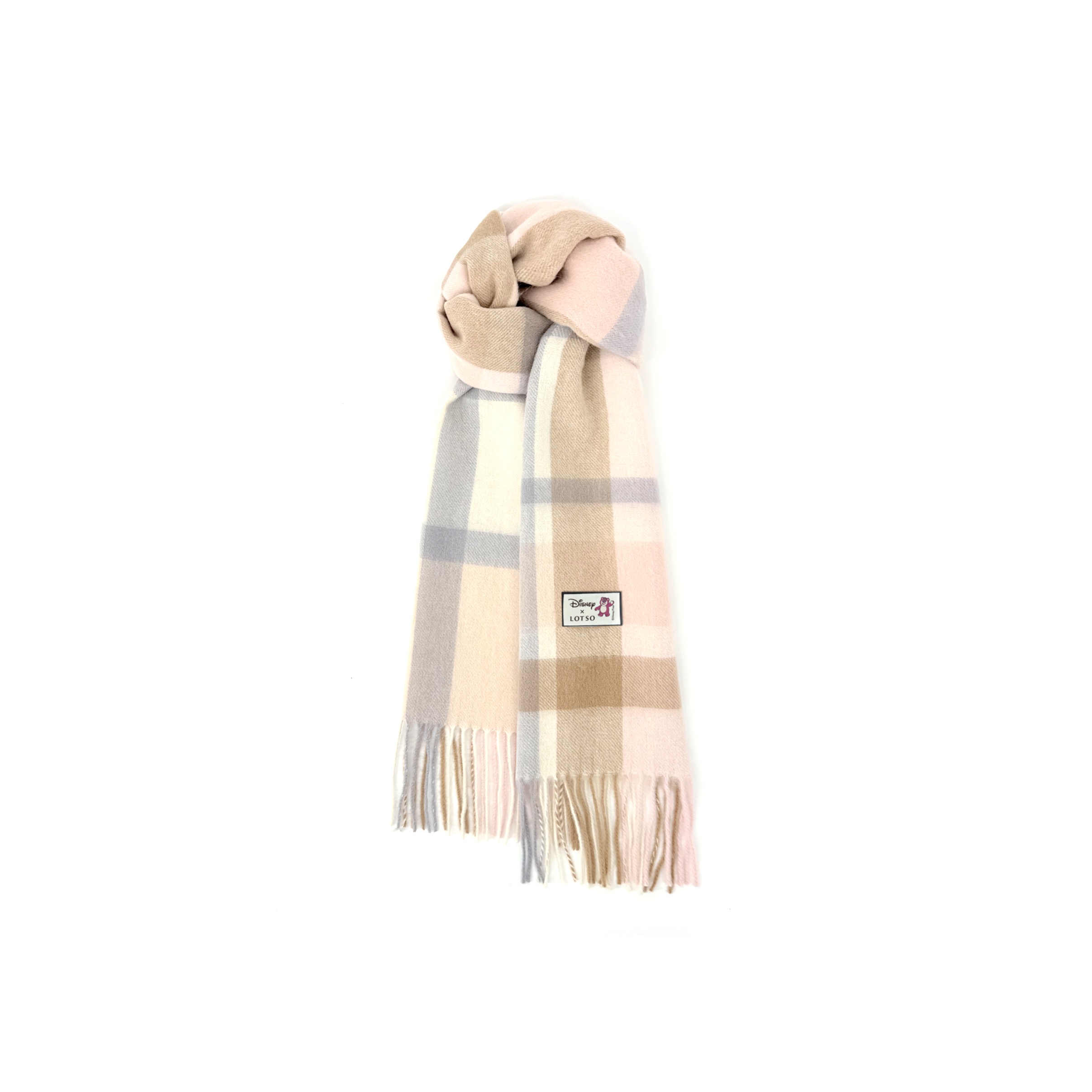 

Disney Шерстяной вязаный шарф унисекс, Camel Pink White Plaid