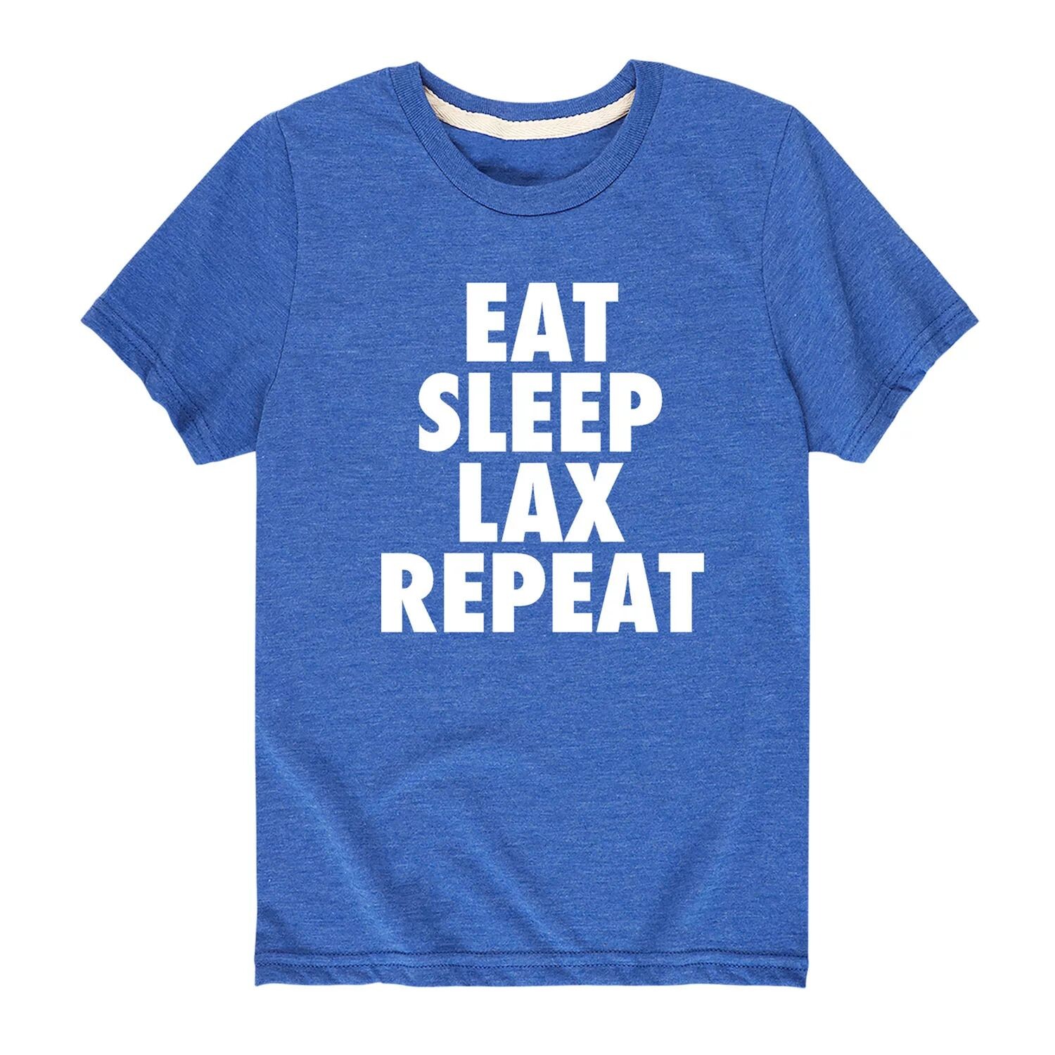 

Футболка с рисунком для мальчиков 8–20 лет Eat Sleep Lax Repeat Lacrosse Licensed Character, синий
