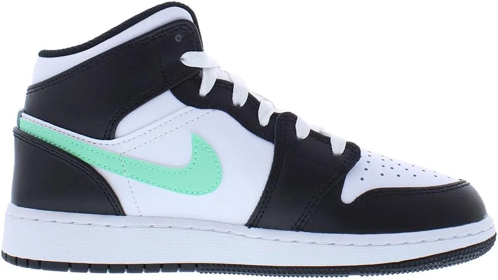 Детские кроссовки Nike Air Jordan 1 Mid, White/Green Glow/Black — фото 3