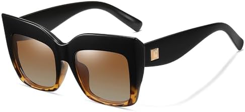 

Модные солнцезащитные очки большого квадратного размера для женщин в стиле ретро, ​​солнцезащитные очки с защитой от УФ-излучения UV400 для женщин MTZJH, Double Brown Lens