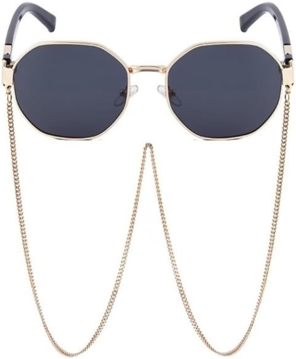 

Солнцезащитные очки Polygon для женщин с цепочкой, роскошные, модные, уникальные, трендовые. Восьмиугольные солнцезащитные очки для женщин, квадратные очки GHVWYX, C6 Gun Gray