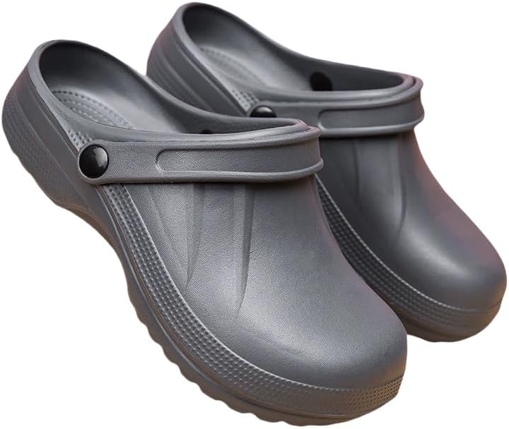 

Мужские сабо минималистичного дизайна однотонного цвета, с мягкой подошвой, платформой, двусторонние, пляжные шлепанцы, нескользящие с закрытым носком, садовые сабо Hoalox, серый