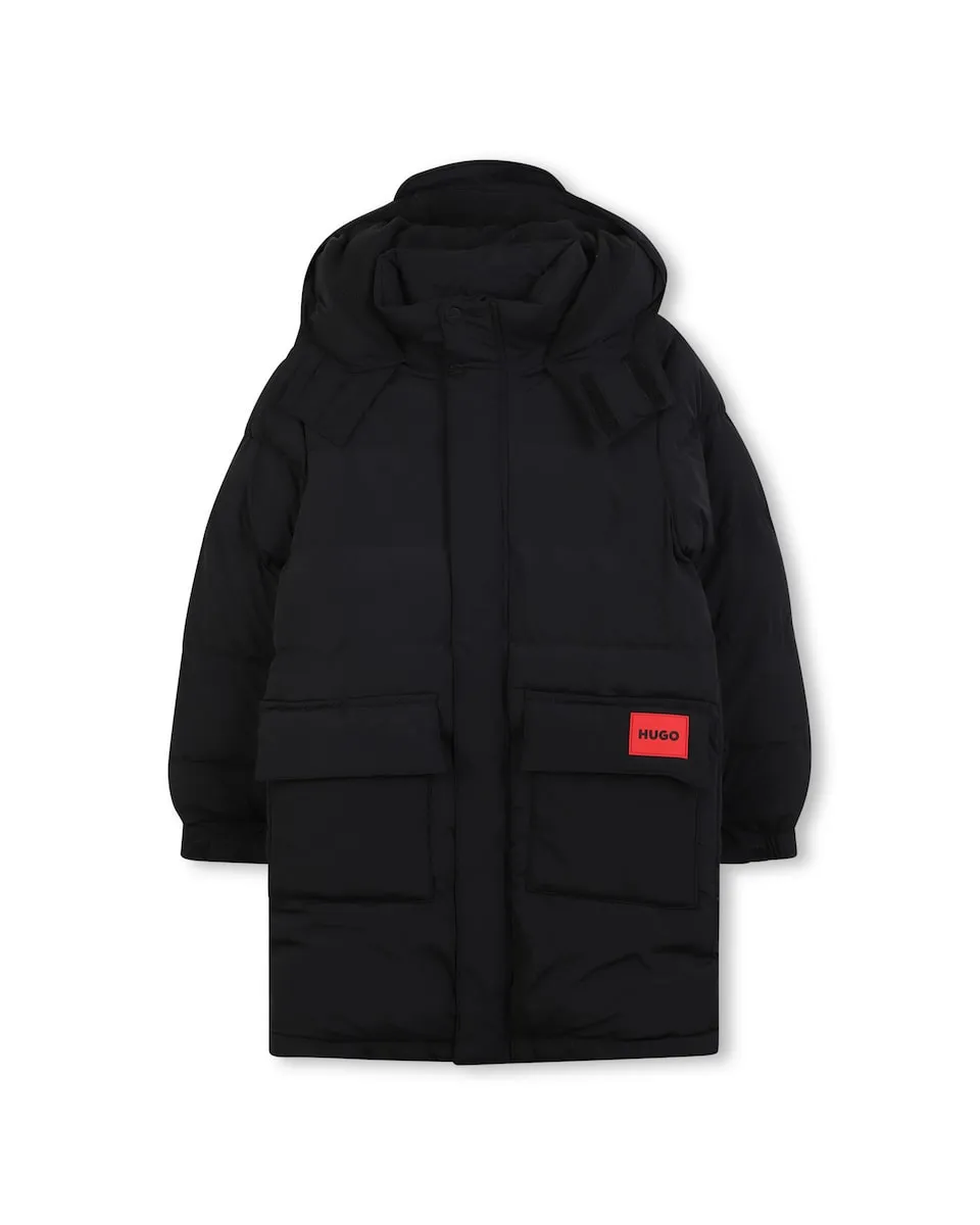 

Детское пальто черного цвета с длинными рукавами Hugo