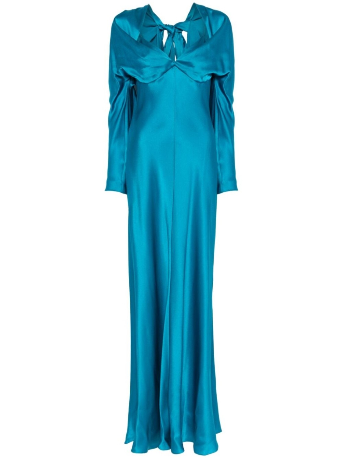 

Платье макси из атласа Alberta Ferretti, синий