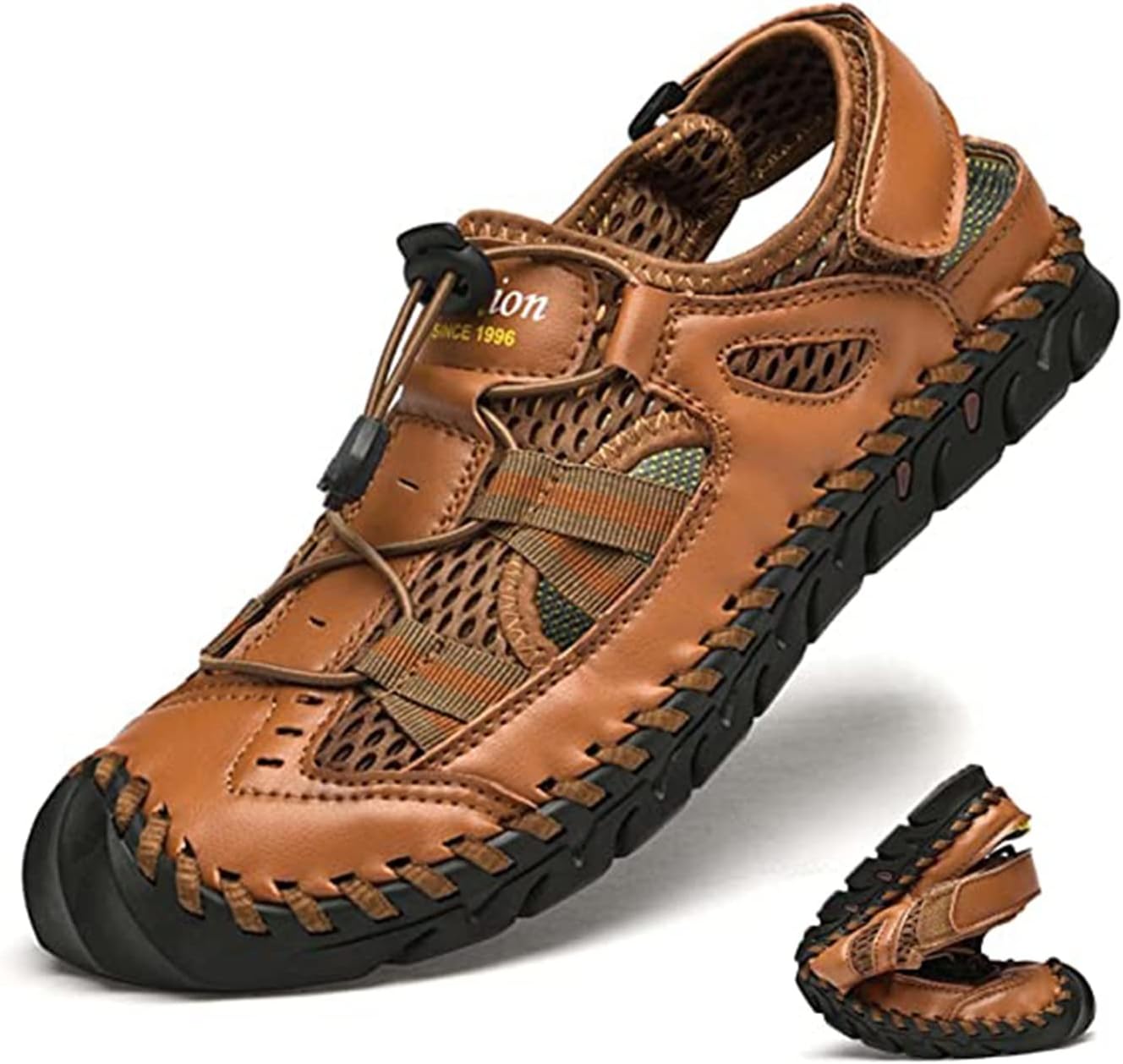 

Мужские сандалии легкие, мужские кожаные сандалии для походов на открытом воздухе, водонепроницаемые спортивные сандалии, сандалии для рыбалки, пляжная обувь с закрытым носком, водные сандалии (Цвет: хаки, Размер: 5) Ccmom