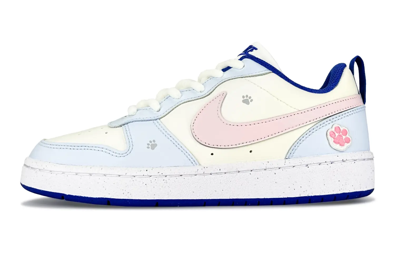 

Nike Детские кроссовки для скейтбординга Court Borough Blue Pink Cat Paw с мерцающим котом. Подростки.