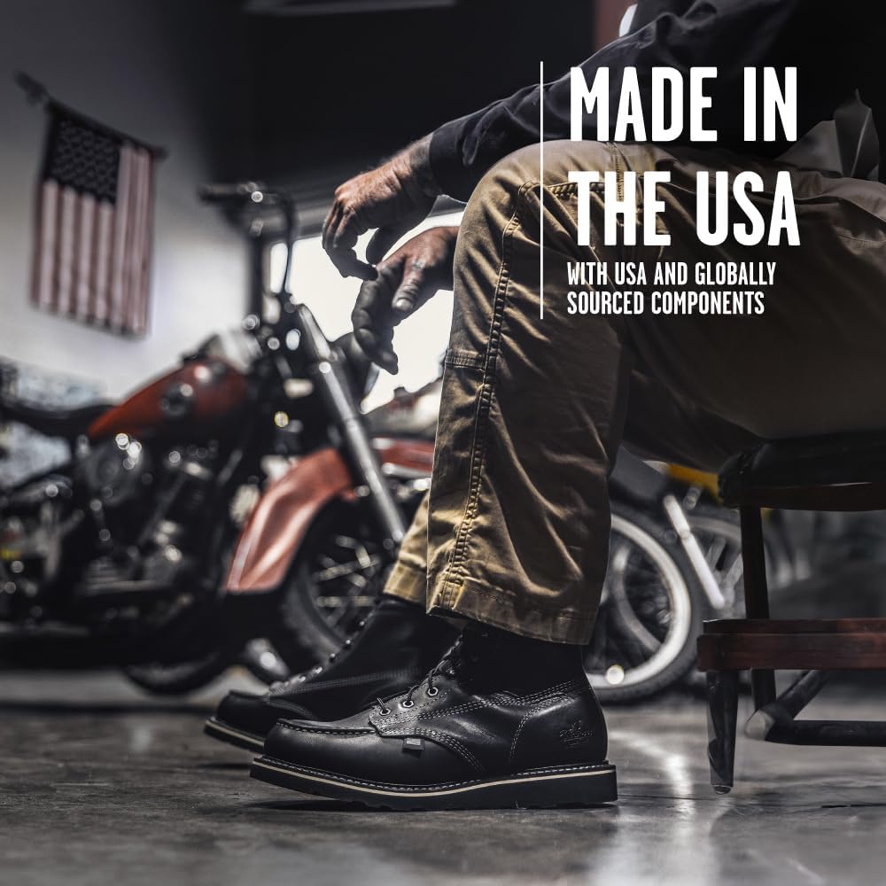 Мужские ботинки Thorogood American Heritage 8 с круглым носком, водонепроницаемые с композитным защитным носком и подошвой MAXWear, черный — фото 3