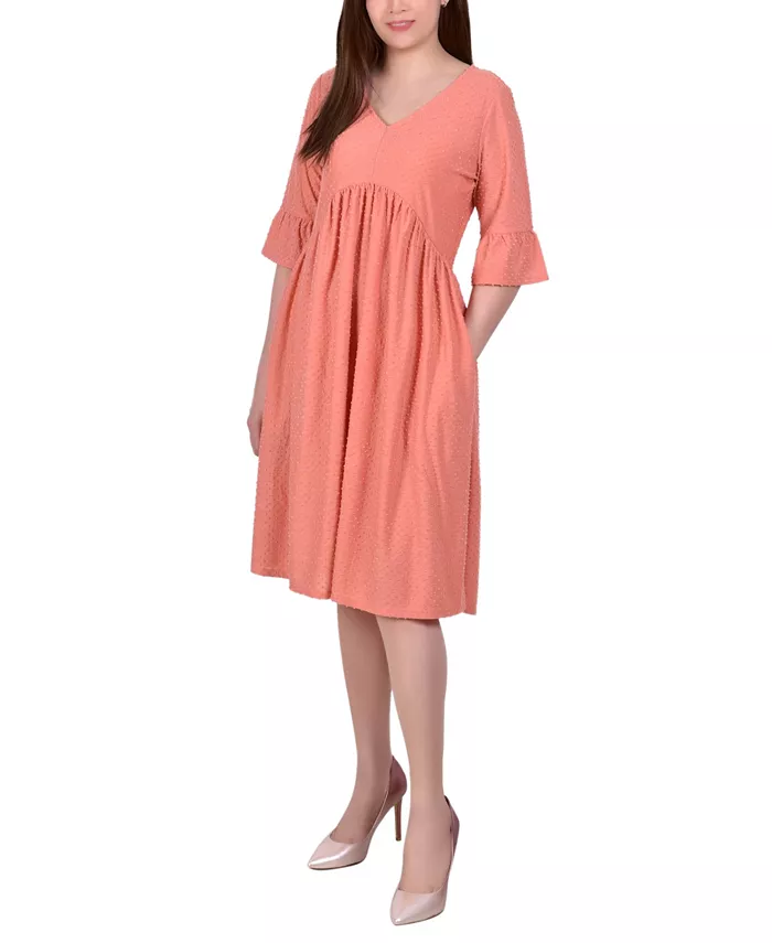 

Маленькое платье с рукавами до локтя в горошек и завышенной талией Empire NY Collection, оранжевый