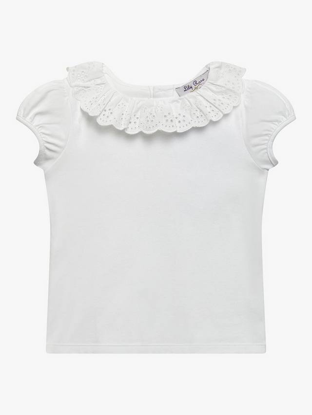 

Детская футболка Elsie с воротником Broderie Anglaise Willow Trotters, White