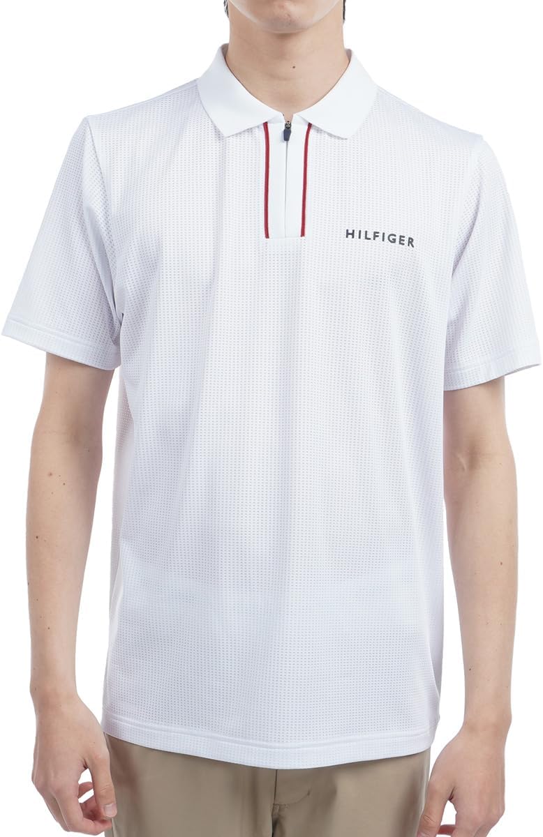 

Мужская поло-рубашка Tommy Hilfiger Golf Classic THMA526 с половинной молнией, красно-бело-синяя