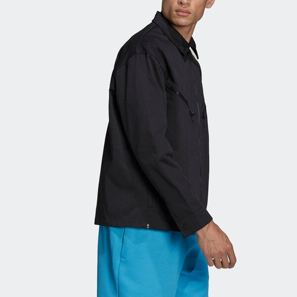 Куртка Men's adidas originals Logo Embroidered Solid Color Lapel Long Sleeves Sports Black Jacket, мультиколор — фото 4