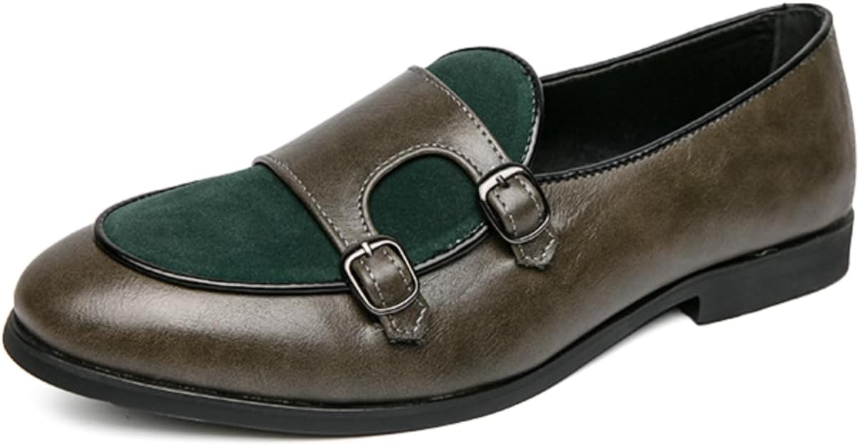 

Мужские модные лоферы с контрастными панелями в стиле монах, стильная официальная обувь - идеально для офисных дней, гала-вечеринок и ежедневных прогулок Aokisx, зеленый
