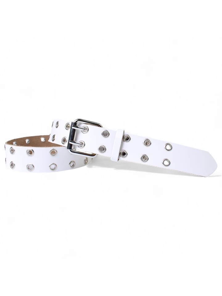 

Кожаный ремень с двойной пряжкой белого цвета FRONHOFER