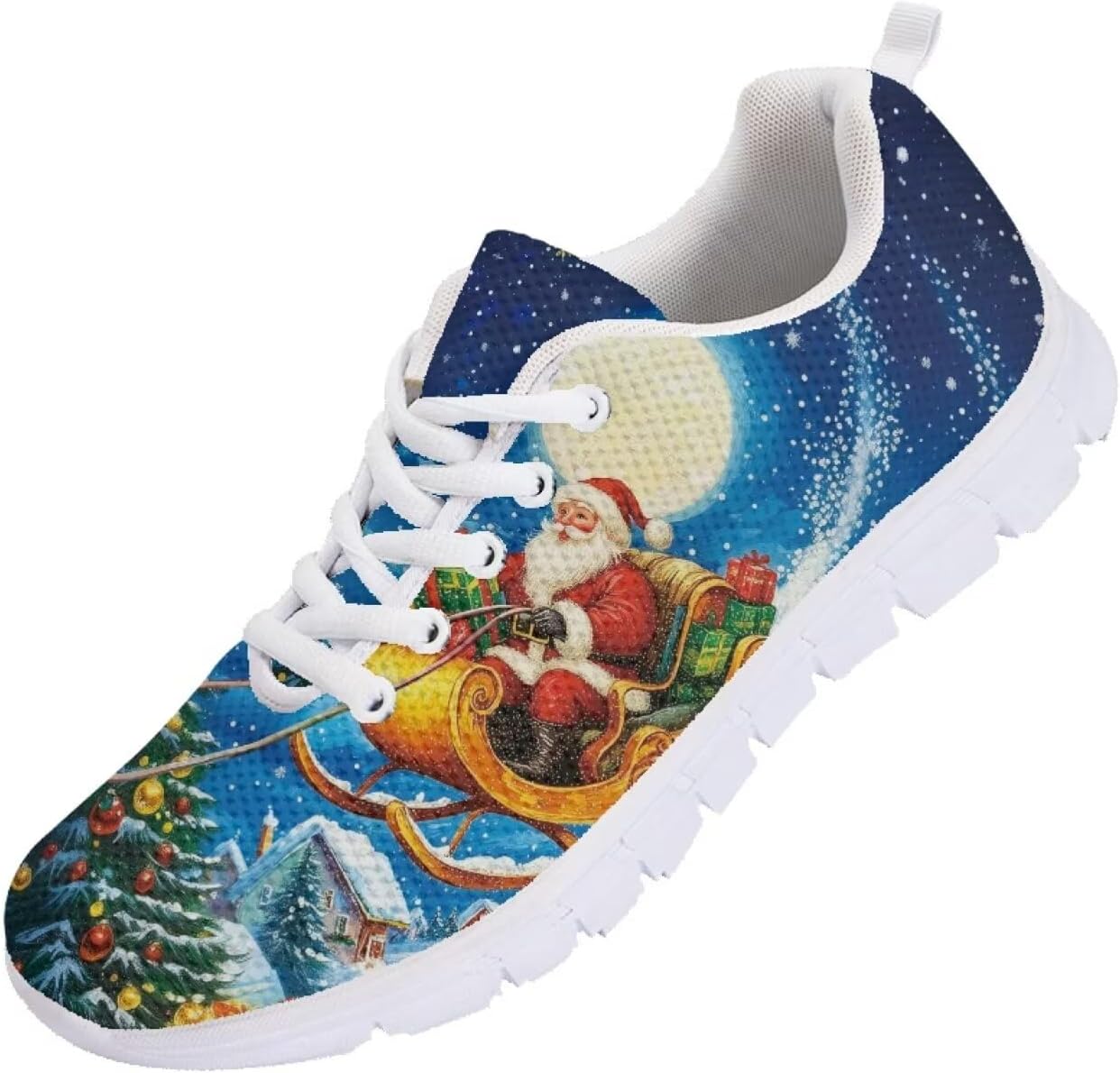 

Кроссовки Forchrinse Purple Nebula Blue Galaxy для мужчин и женщин, легкие спортивные кроссовки для бега и занятий в зале, Santa Claus Print