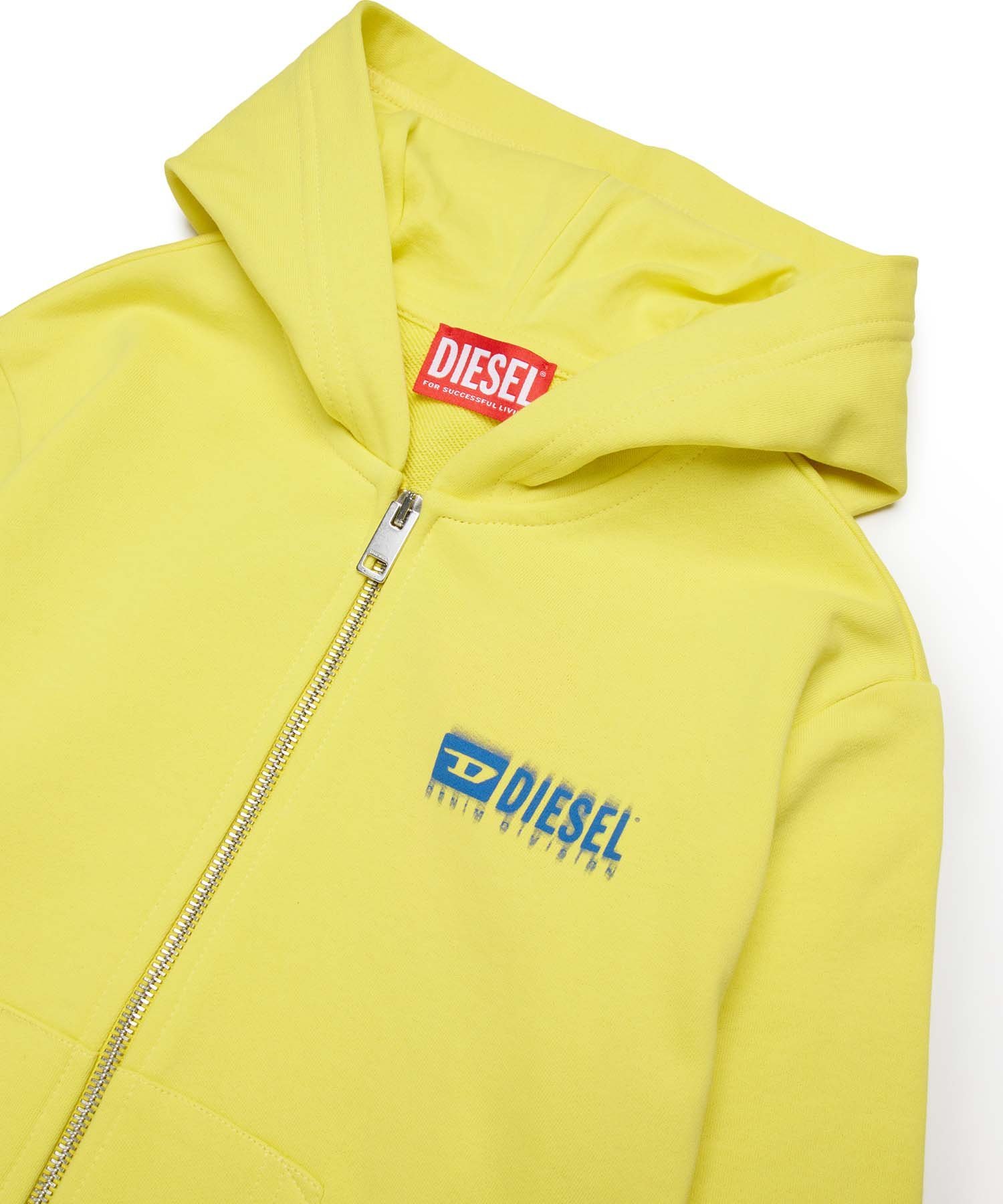 Детская и подростковая толстовка на молнии с логотипом бренда DIESEL, Yellow — фото 3