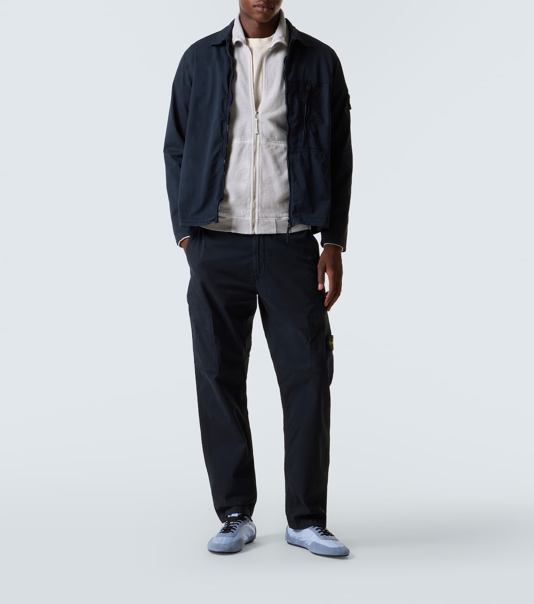 Брюки-карго из хлопчатобумажной саржи с вышивкой Stone Island, Navy Blue — фото 2