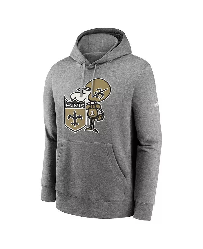Мужская толстовка с капюшоном New Orleans Saints Reward Club из флиса в сером меланже Nike — фото 3
