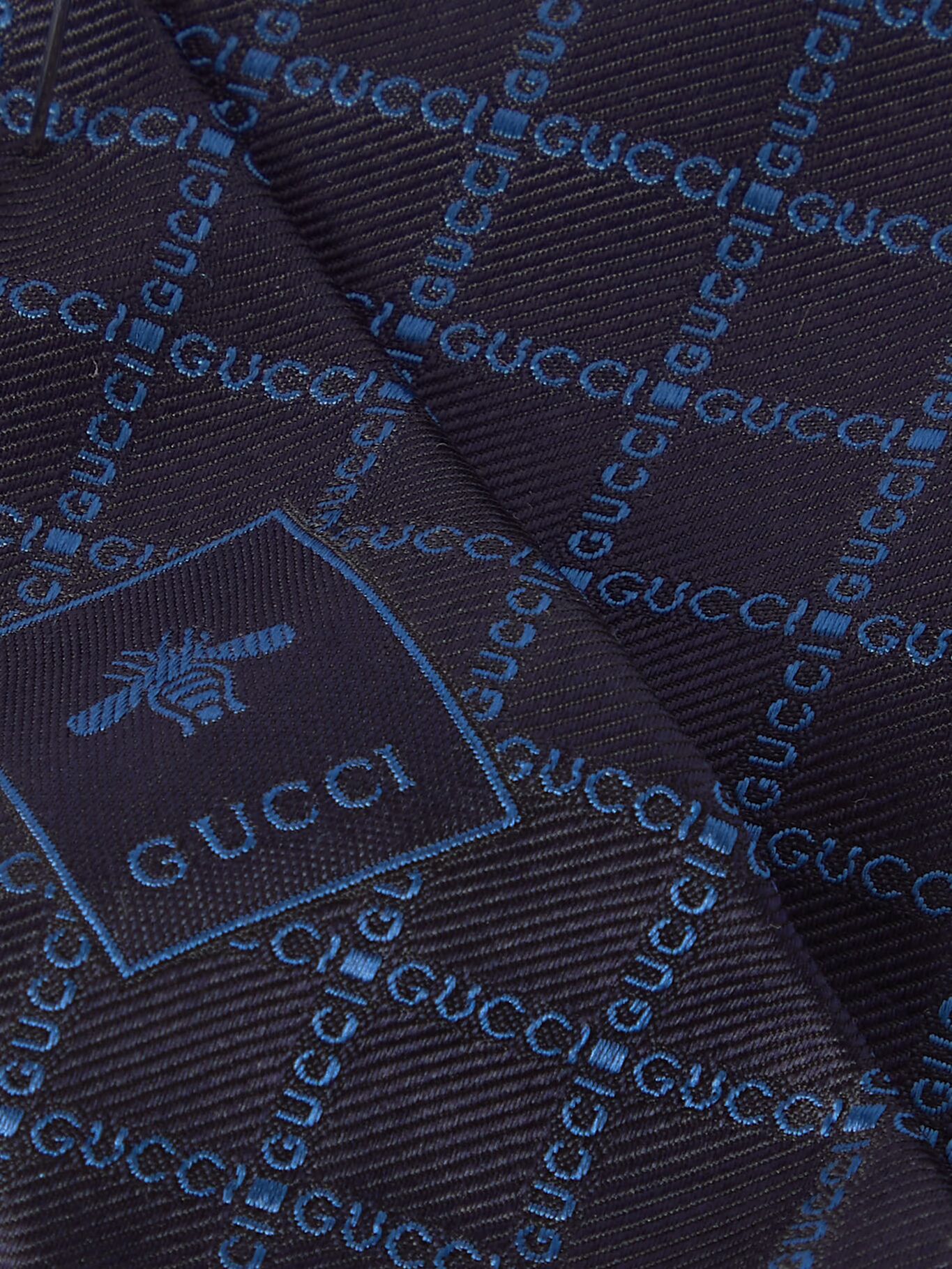 

Галстук из жаккардового шелка с логотипом, 7 см GUCCI, темно-синий