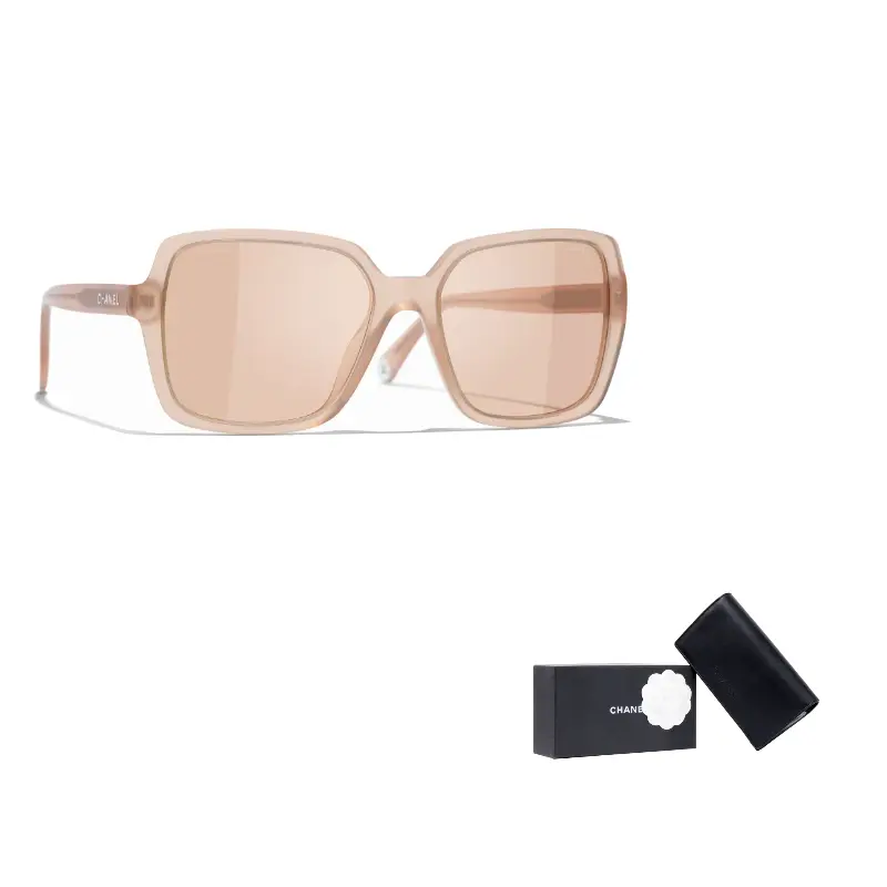 

CHANEL Солнцезащитные очки нестандартной формы унисекс бежевые, Beige