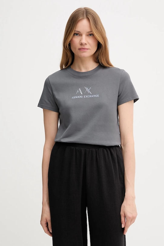 

Хлопковая футболка Armani Exchange, серый