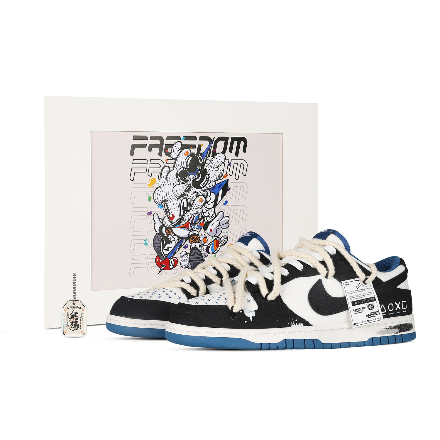 

Кроссовки Nike Dunk Skateboard Shoes Men Low-Top Black White Blue