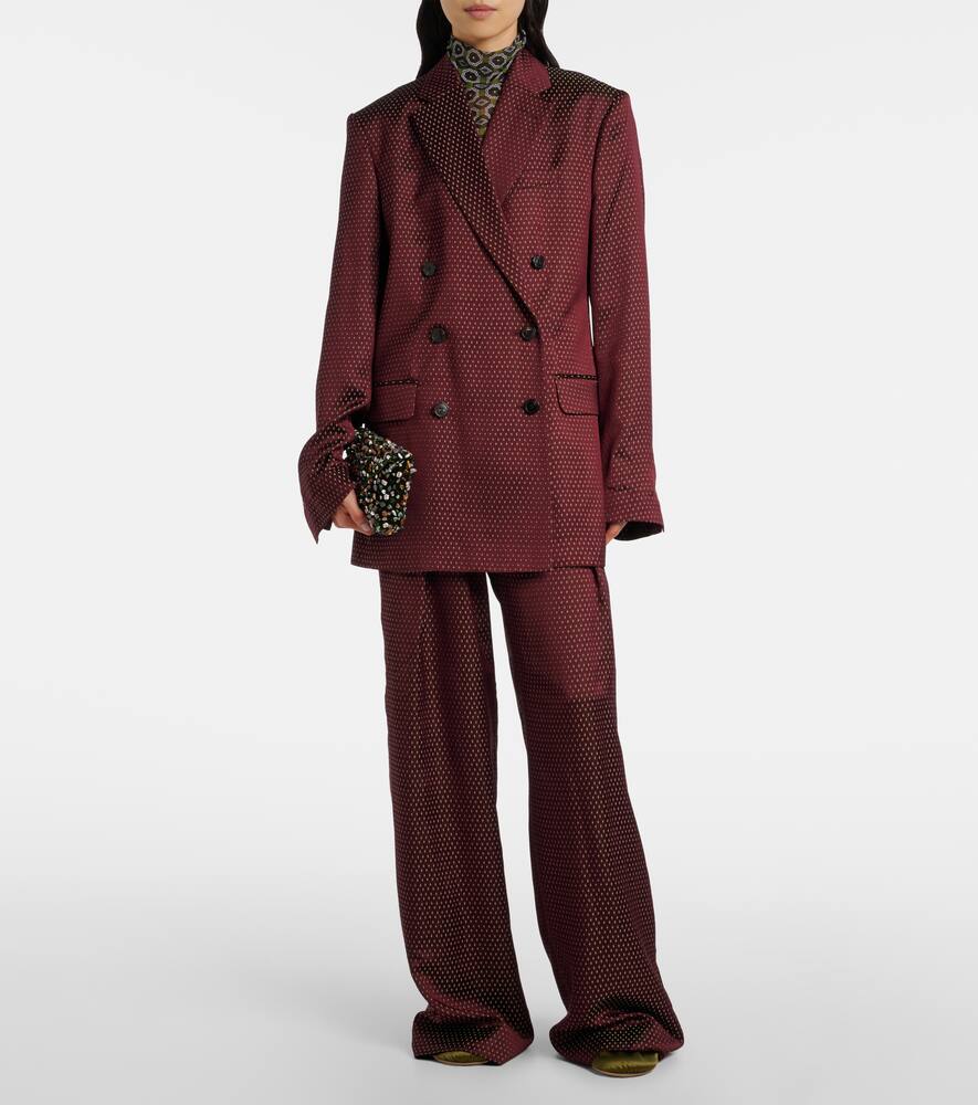 Широкие брюки с высокой посадкой и поясом Dries Van Noten, Burgundy — фото 2