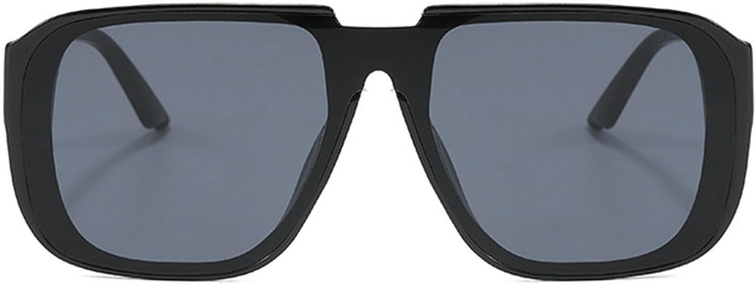 

Мужские солнцезащитные очки в стиле ретро, ​​квадратные, цельные, солнцезащитные очки-щитки, модные очки цвета шампанского с защитой от УФ-излучения UV400, плоская верхняя часть, стильные мужские солнцезащитные очки mincl, Black