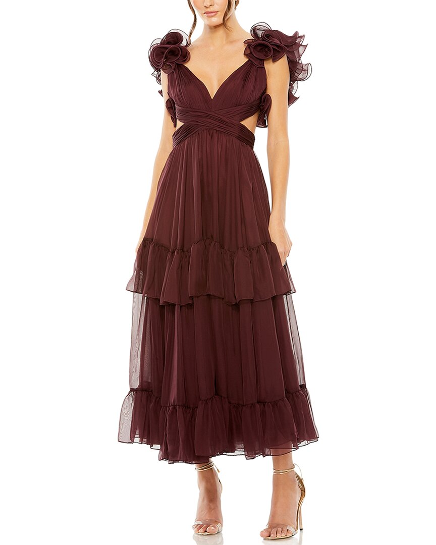 

Платье Mac Duggal из шифона с вырезами и оборками, красный