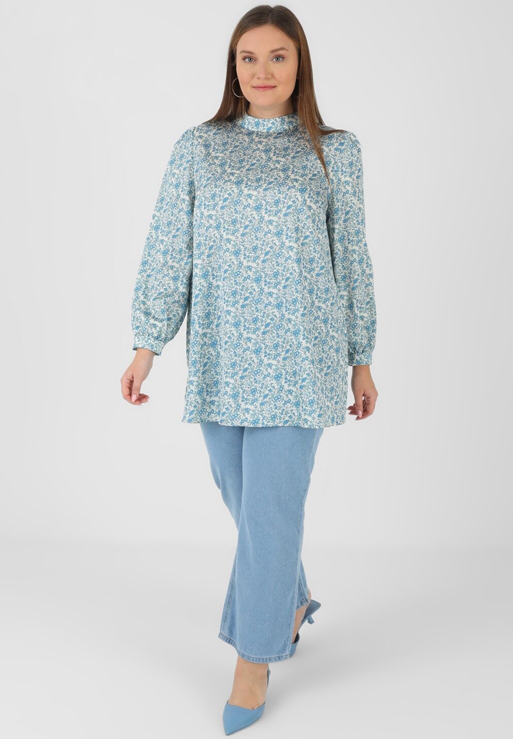 

Блуза PLUS SIZE ALIA Modanisa, синий