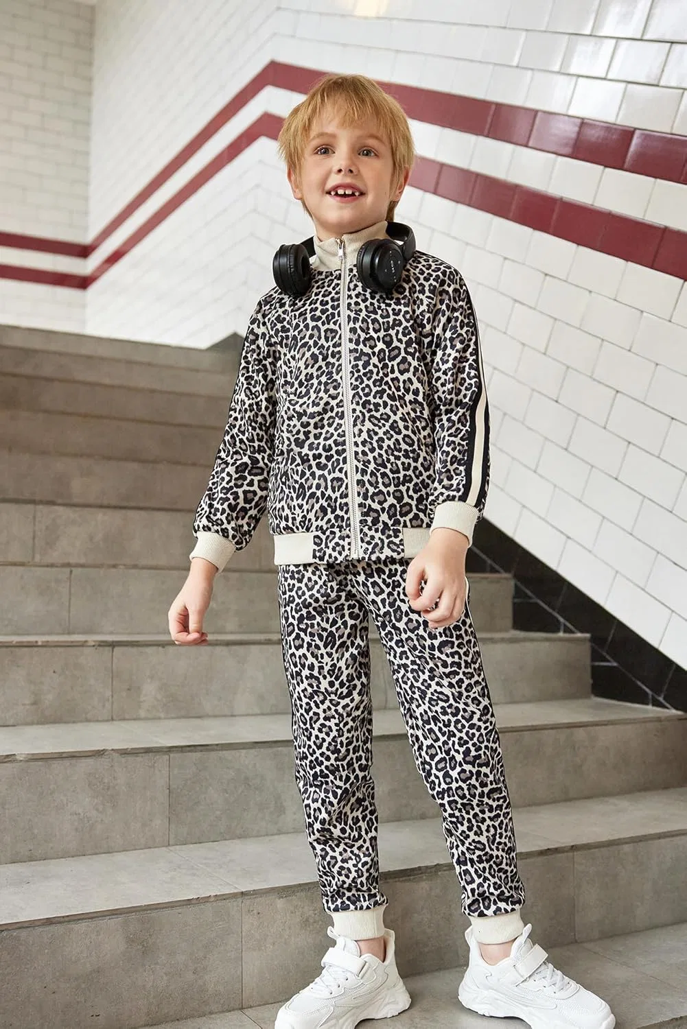 Спортивный костюм для мальчиков Arshiner, 2 предмета, Leopard Brown — фото 2