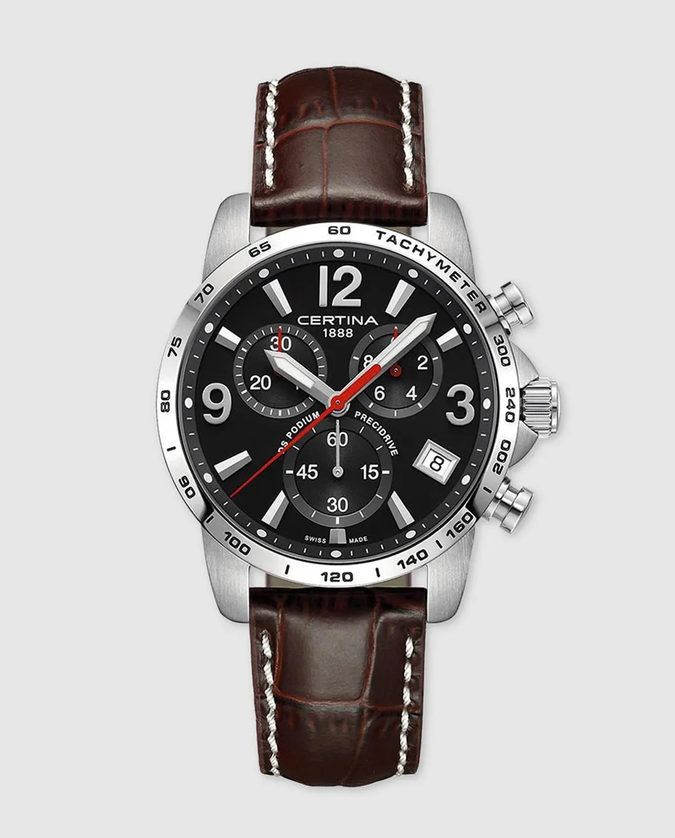 

Мужские часы Certina DS Podium из коричневой кожи, коричневый