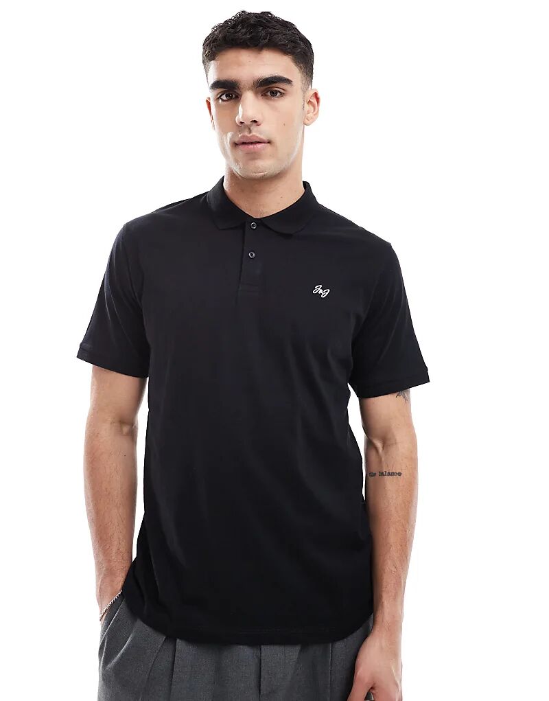 

Рубашка-поло Jack & Jones с вышитым логотипом черного цвета