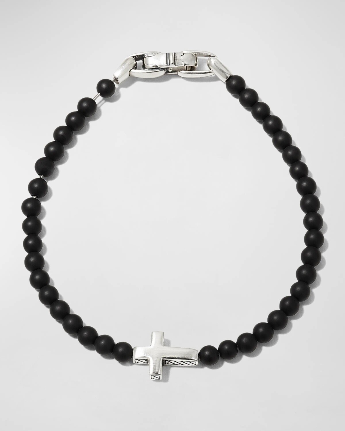 

Мужской браслет Spiritual Beads Cross Station, серебро, 4 мм David Yurman, цвет Black/Silver