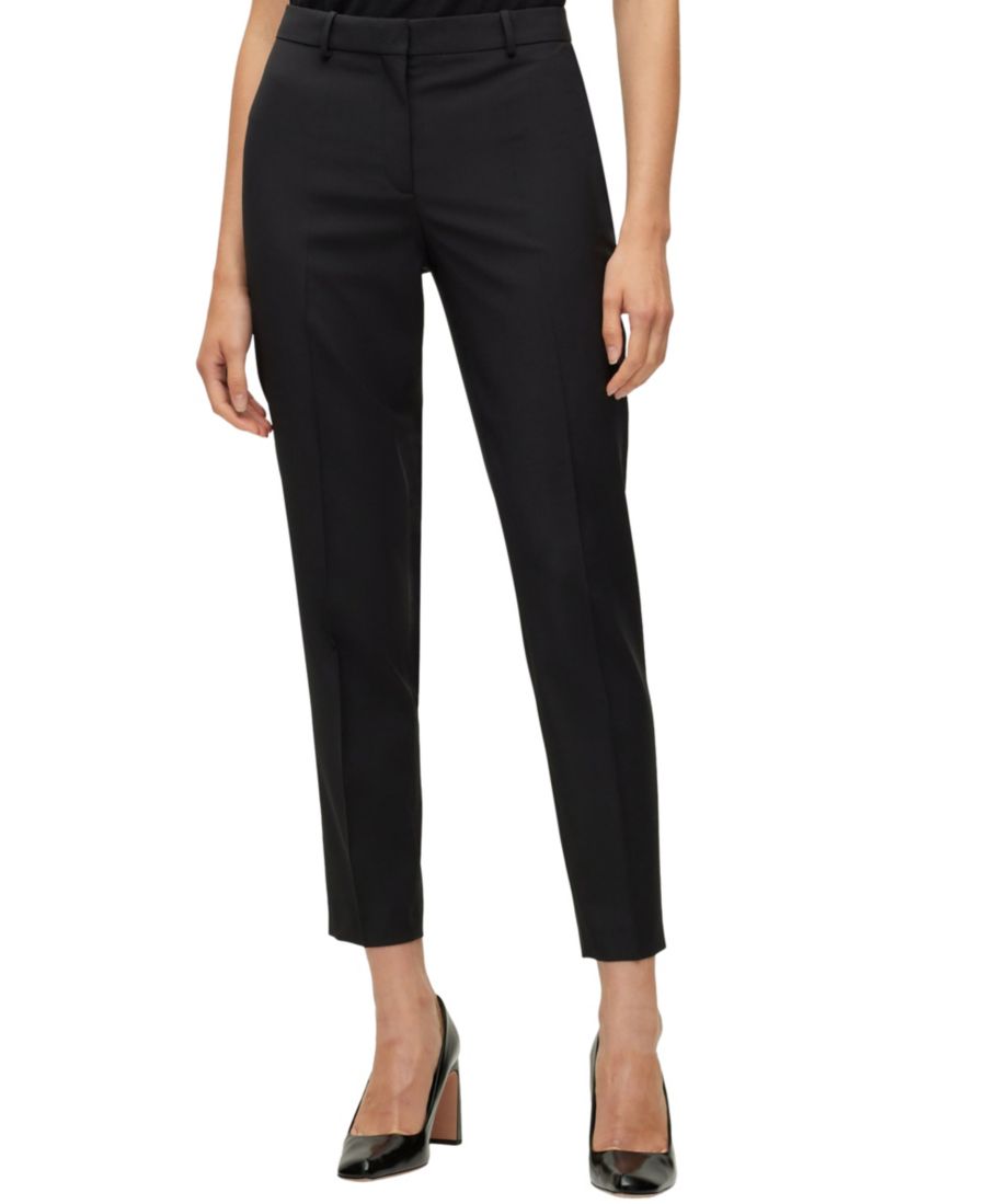 

Женские шерстяные укороченные брюки прямого кроя Hugo Boss, Black