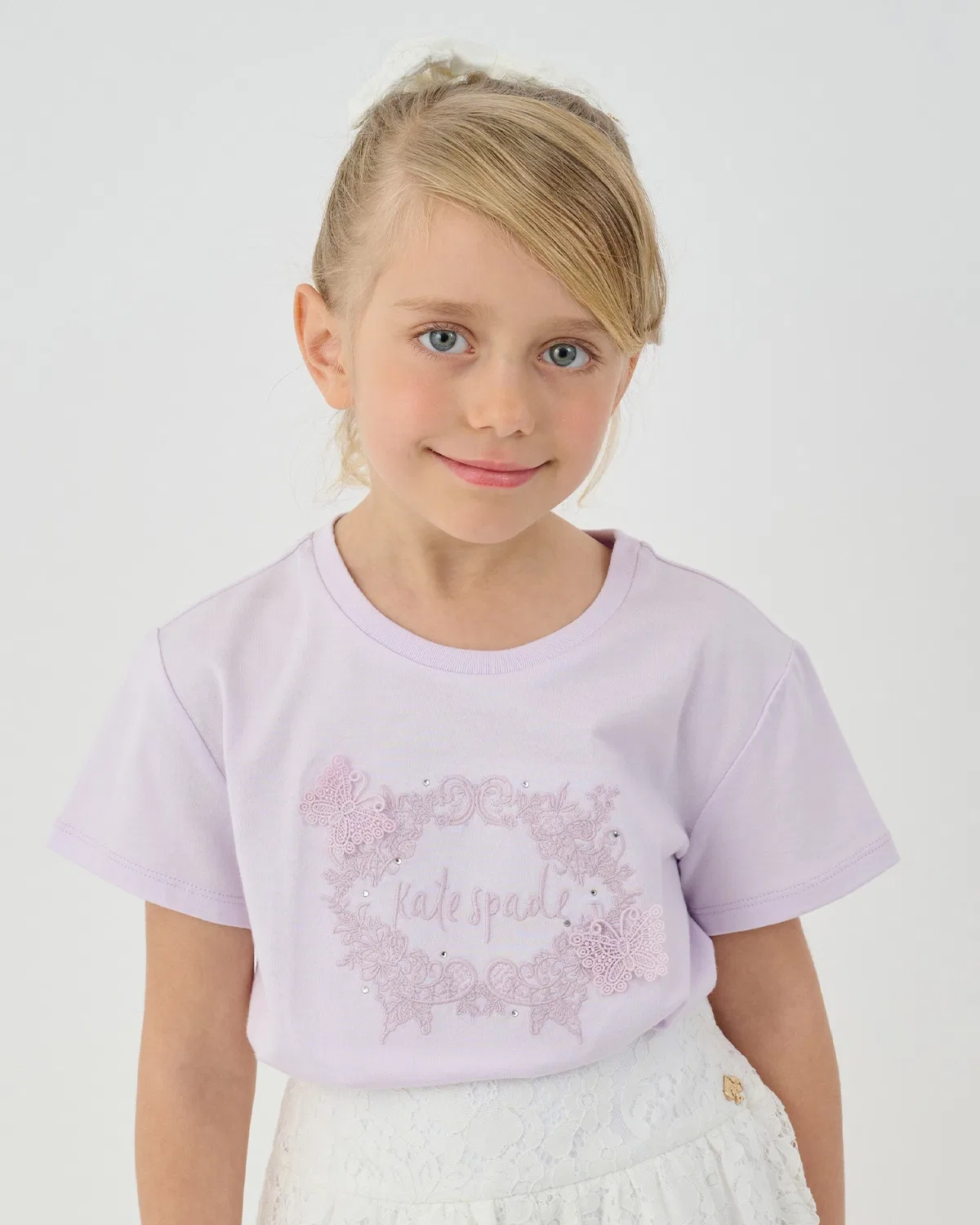 Детская футболка kate spade new york kids с коротким рукавом и кружевным узором